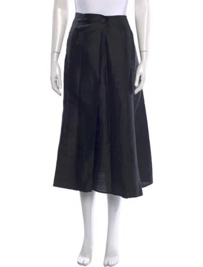 Pre-owned Julia Amory Silk Midi Length Skirt In Blue