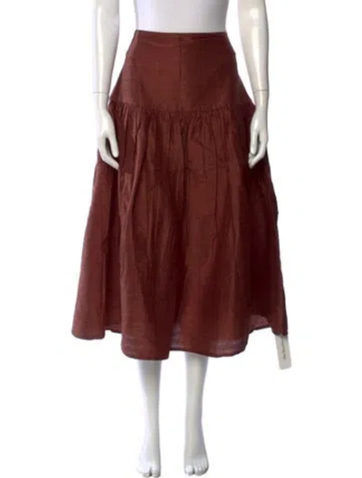 Pre-owned Julia Amory Silk Midi Length Skirt In Brown