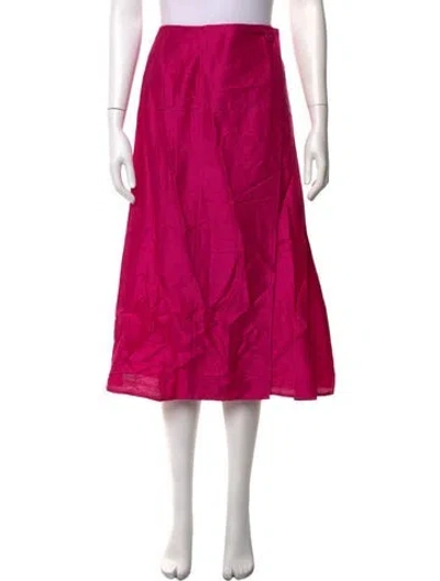 Pre-owned Julia Amory Silk Midi Length Skirt In Pink