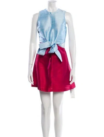 Pre-owned Julia Amory Silk Mini Dress In Blue
