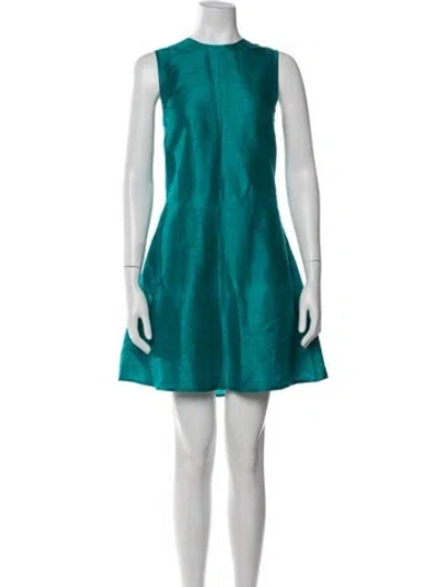 Pre-owned Julia Amory Silk Mini Dress In Blue