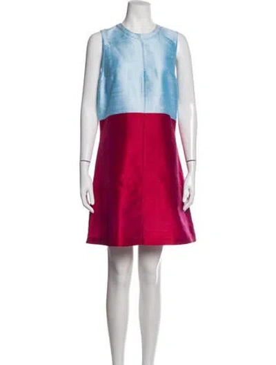 Pre-owned Julia Amory Silk Mini Dress In Blue/red