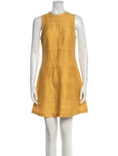 Pre-owned Julia Amory Silk Mini Dress In Yellow