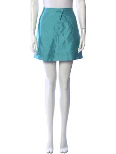 Pre-owned Julia Amory Silk Mini Skirt In Blue