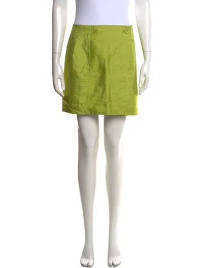 Pre-owned Julia Amory Silk Mini Skirt In Green