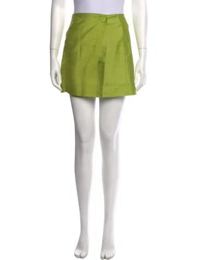 Pre-owned Julia Amory Silk Mini Skirt In Green