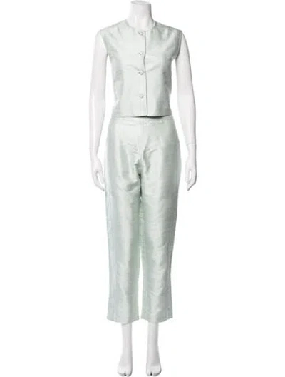 Pre-owned Julia Amory Silk Pant Set In Green