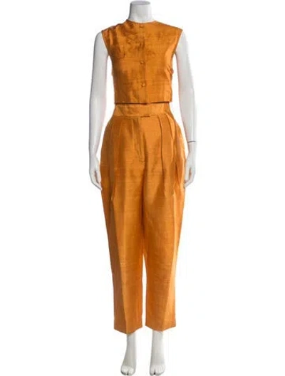 Pre-owned Julia Amory Silk Pant Set W/ Tags In Orange