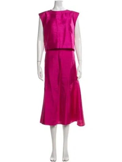 Pre-owned Julia Amory Silk Short Set In Pink