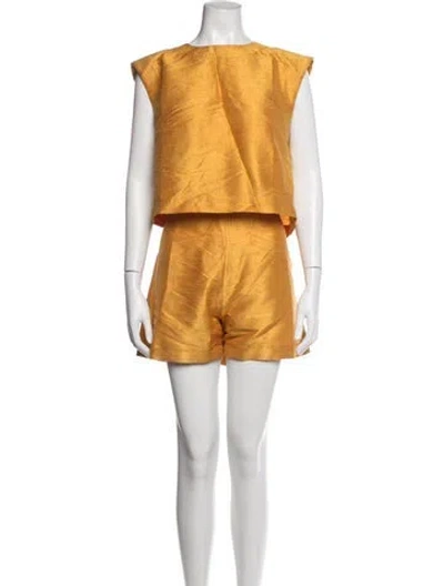 Pre-owned Julia Amory Silk Short Set In Yellow