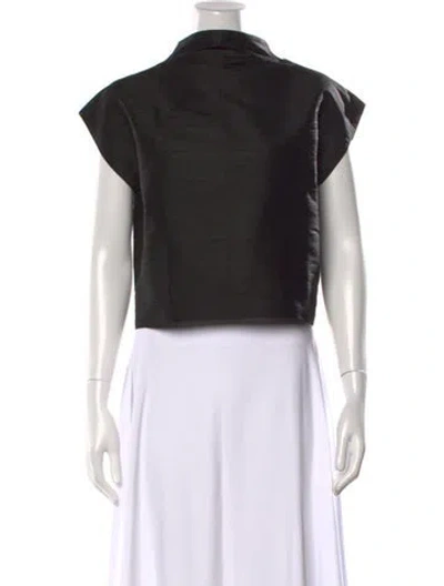 Pre-owned Julia Amory Silk Short Sleeve Top W/ Tags In Black