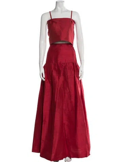 Pre-owned Julia Amory Silk Skirt Set In Red