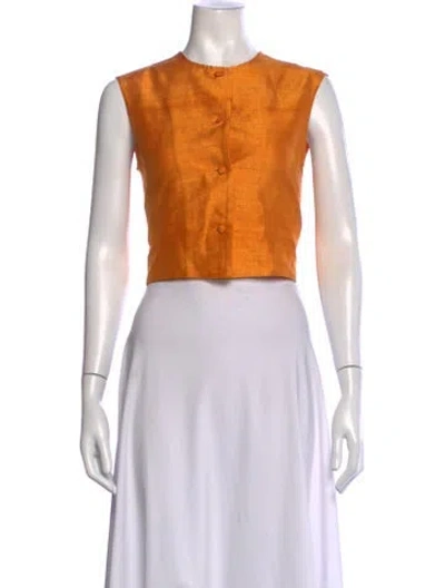 Pre-owned Julia Amory Silk Sleeveless Top In Orange