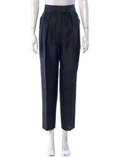 Pre-owned Julia Amory Silk Straight Leg Pants In Blue