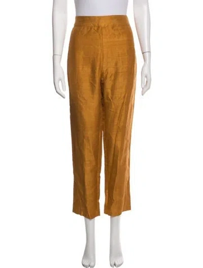 Pre-owned Julia Amory Silk Straight Leg Pants In Orange