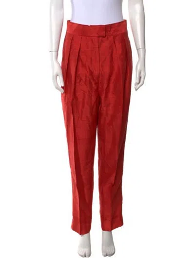 Pre-owned Julia Amory Silk Straight Leg Pants In Orange