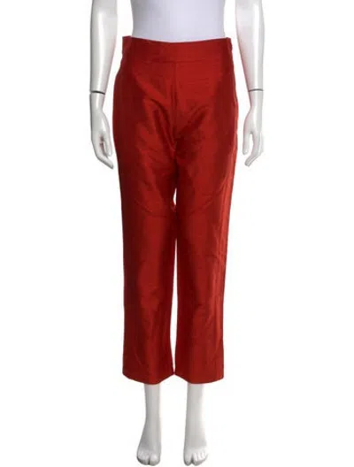 Pre-owned Julia Amory Silk Straight Leg Pants In Orange