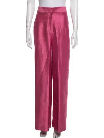 Pre-owned Julia Amory Silk Straight Leg Pants In Pink