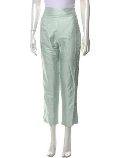 Pre-owned Julia Amory Silk Straight Leg Pants W/ Tags In Green