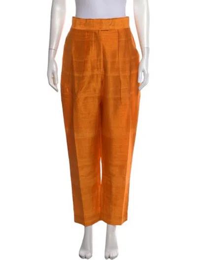 Pre-owned Julia Amory Silk Straight Leg Pants W/ Tags In Orange