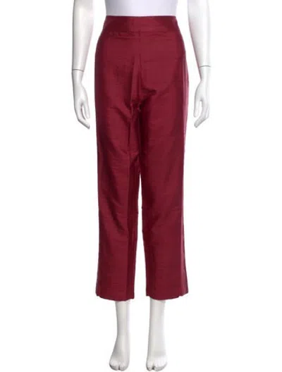 Pre-owned Julia Amory Silk Straight Leg Pants W/ Tags In Red