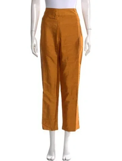 Pre-owned Julia Amory Silk Straight Leg Pants W/ Tags In Yellow