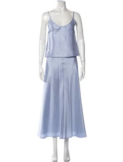 Pre-owned Julia Amory Silk Striped Skirt Set In Blue
