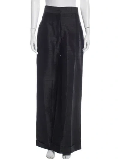 Pre-owned Julia Amory Silk Wide Leg Pants In Blue