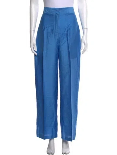 Pre-owned Julia Amory Silk Wide Leg Pants In Blue