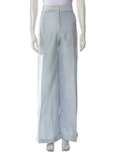 Pre-owned Julia Amory Silk Wide Leg Pants In Blue