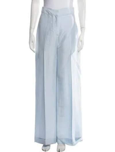 Pre-owned Julia Amory Silk Wide Leg Pants In Blue