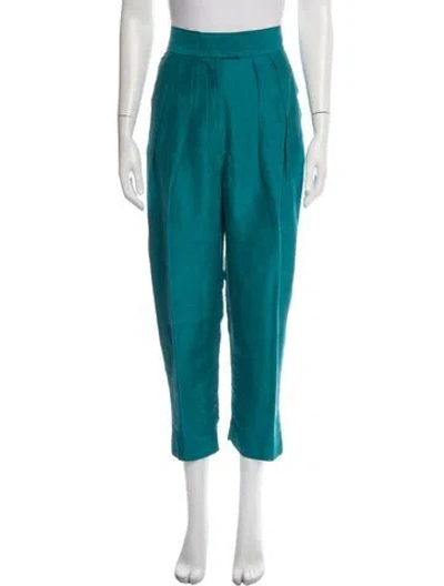 Pre-owned Julia Amory Silk Wide Leg Pants In Blue/green