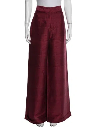 Pre-owned Julia Amory Silk Wide Leg Pants In Burgundy