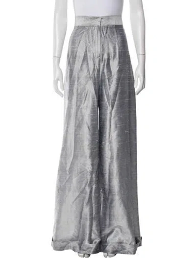 Pre-owned Julia Amory Silk Wide Leg Pants In Gray
