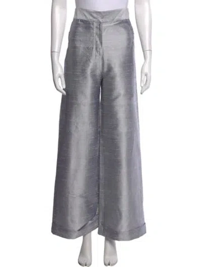 Pre-owned Julia Amory Silk Wide Leg Pants In Grey