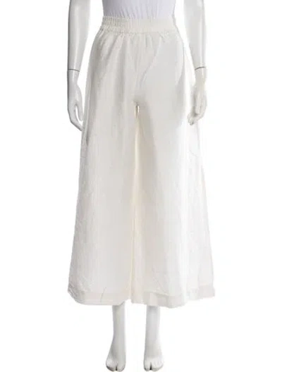 Pre-owned Julia Amory Silk Wide Leg Pants In Neutrals/white