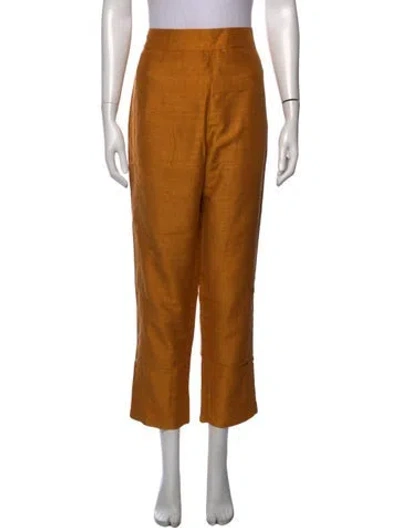 Pre-owned Julia Amory Silk Wide Leg Pants In Orange