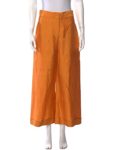 Pre-owned Julia Amory Silk Wide Leg Pants In Orange