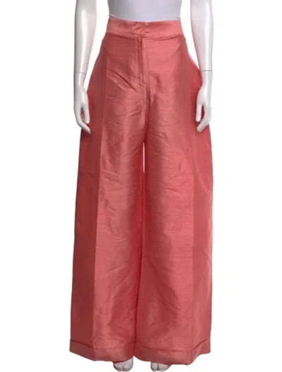 Pre-owned Julia Amory Silk Wide Leg Pants In Pink