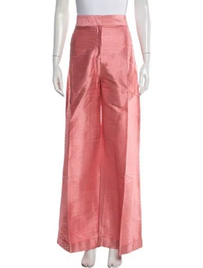 Pre-owned Julia Amory Silk Wide Leg Pants In Pink