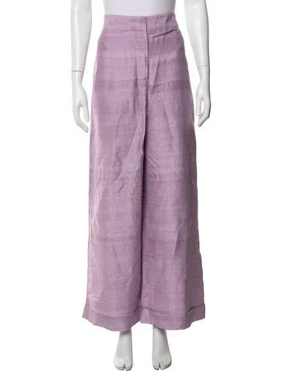 Pre-owned Julia Amory Silk Wide Leg Pants In Purple