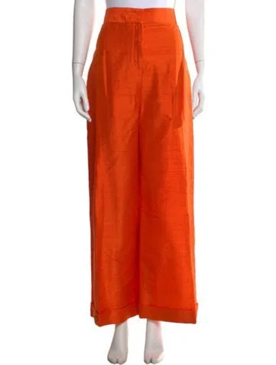 Pre-owned Julia Amory Silk Wide Leg Pants W/ Tags In Orange