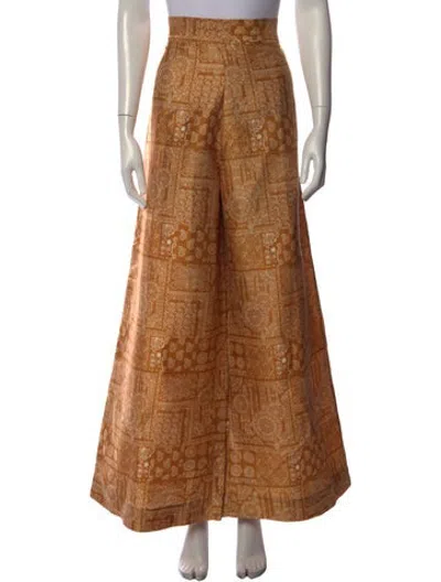 Pre-owned Julia Amory Silk Wide Leg Pants W/ Tags In Orange