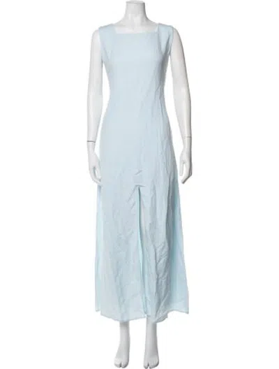 Pre-owned Julia Amory Square Neckline Long Dress In Blue