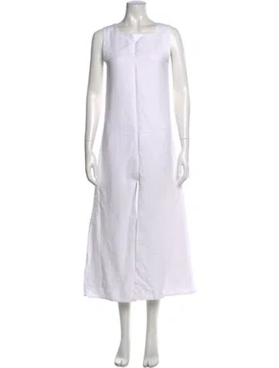 Pre-owned Julia Amory Square Neckline Long Dress In White