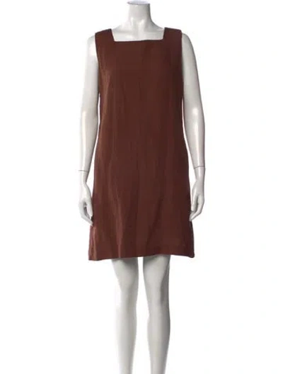 Pre-owned Julia Amory Square Neckline Mini Dress In Brown