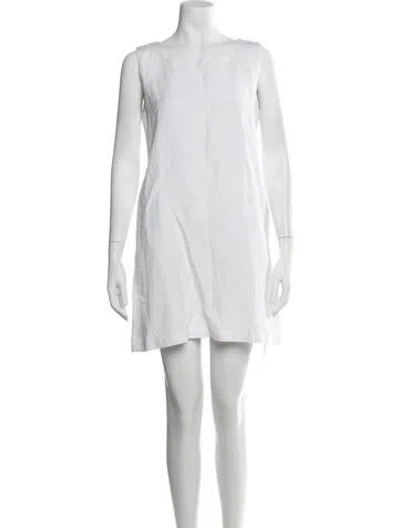 Pre-owned Julia Amory Square Neckline Mini Dress In White