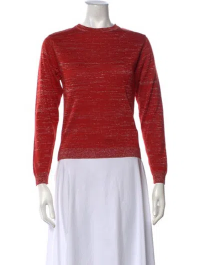 Pre-owned Julia Amory Striped Crew Neck Sweater W/ Tags In Red