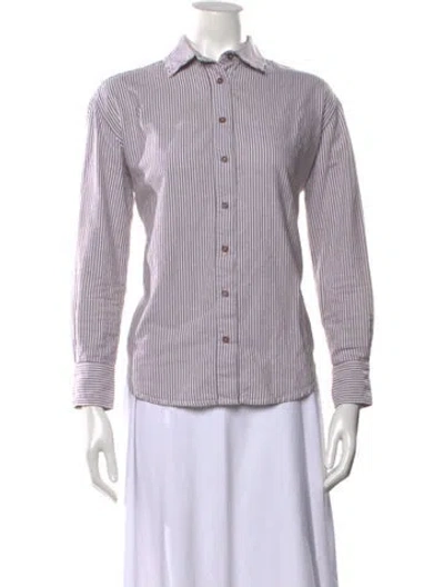 Pre-owned Julia Amory Striped Long Sleeve Button-up Top In Multi