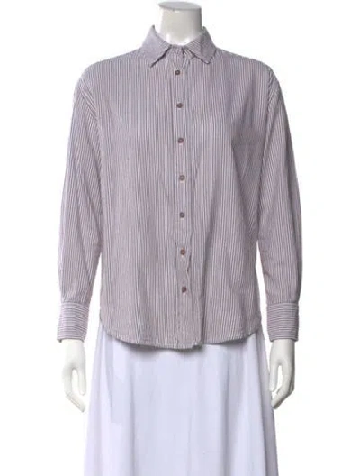 Pre-owned Julia Amory Striped Long Sleeve Button-up Top In Multi